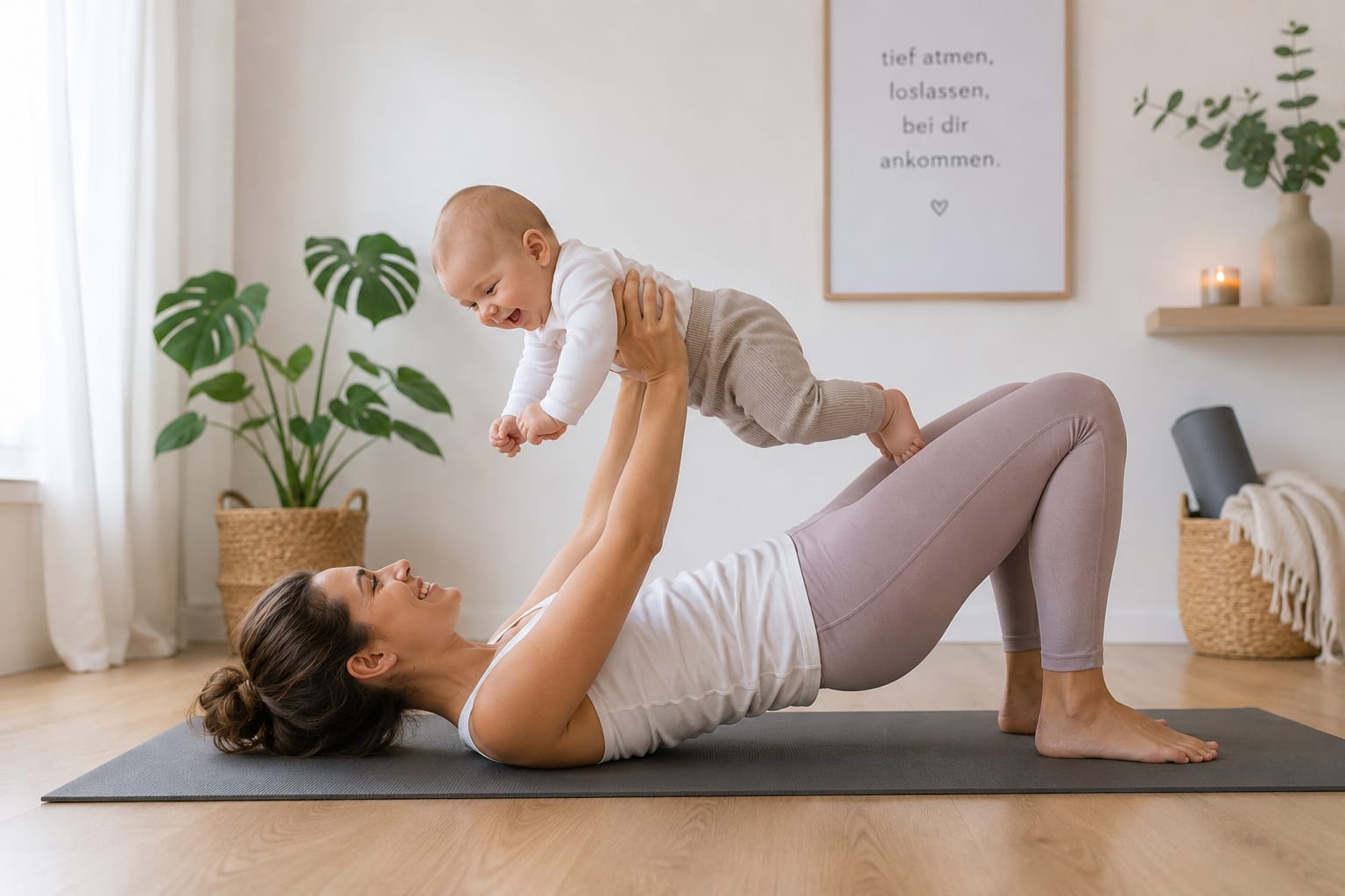 Mutter mit Baby beim Rückbildungsyoga in Falkensee